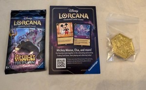 D23 EXPO 24 Exclusive Disney Lorcana Mickey Brave Little Tailor Gold Pin & Cards