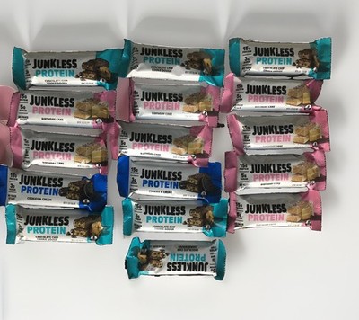 Junk less Protein Bars Birthday Cake Cookiescream Chocolate Chip Cookie Dough 16