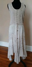 Vintage Dress One Size Embroidered Forest Fairy Bohemian Peasant Cottage Boho