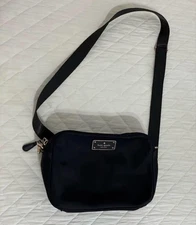 m1214 kate spade Black Nylon Shoulder Bag 13x20x8cm Used Gold Wear