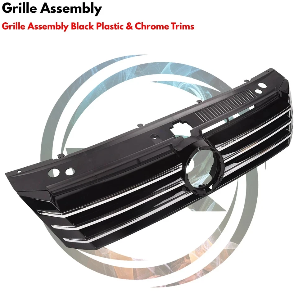 Front Bumper Cover Fascia & Grille Assembly Kit For 2012-2015 Volkswagen Passat - Imagem 4 de 4