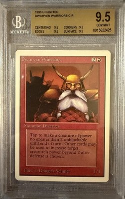 MTG Unlimited 1993 Dwarven Warriors BGS 9.5Q (TRUE QUAD) GEM MINT 93/94 Magic
