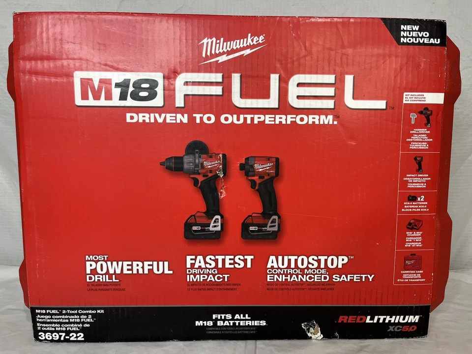 Milwaukee M18 FUEL 18V 2-Tool Combo Kit 3697-22 Hammer Drill / Impact Driver NEW - Image 2 of 4