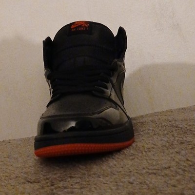 Nike Air Force 1 Mid Top Black/Red Lace-Up Men s Patent Leather Sneakers