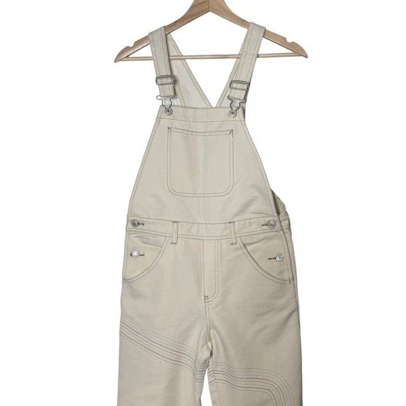 Mono babero vaquero marfil Gap para niños corte bota costura arco iris talla XL informal Foto 3 de 4