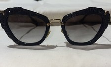 Miu Miu AUTHENTIC SMU04Q Black Crystal And Metal Sunglasses Gorgeous 