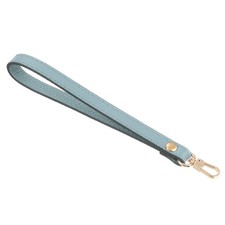 Leather Wristlet Strap, 7.48" Hand Wrist Lanyard Bag Chain, Sky Blue Gold