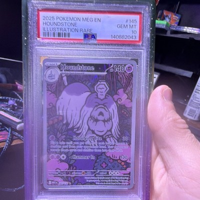 Pokemon Co. Houndstone 145/132 ME01 Illustration Rare Holo EN 2025 PSA 10