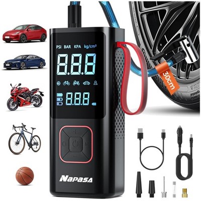 Luftpumpe Akku 10,3 Bar, Mini Kompressor, Powerbank, LED, 6000mAh, Auto