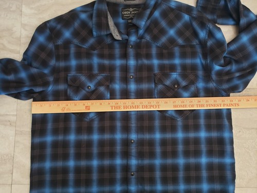 Cody James Western Hemd Herren 2XL blau kariert Perlen Druckknopf Baumwolle Langarm - Bild 3 von 6