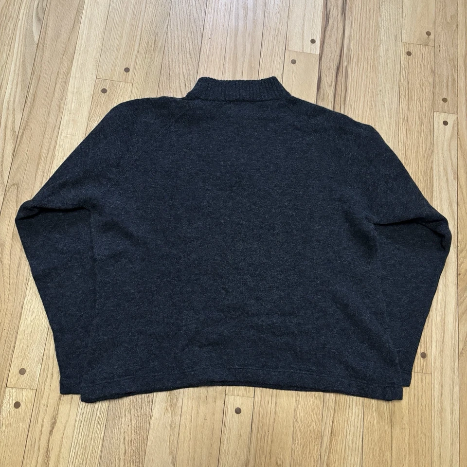 Suéter vintage Pendleton lã de cordeiro pulôver 1/4 zíper malha masculino grande cinza - Imagem 2 de 4