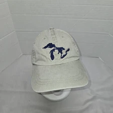Great Lakes Dad Hat Adjustable Strapback Grey Blue Unsalted & Shark Free Euc