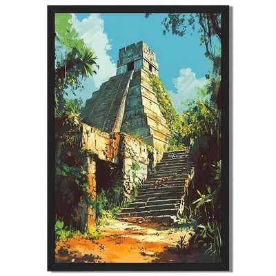 Ancient Mayan Pyramid Wall Art Canvas Oil Paintings Reproduction
