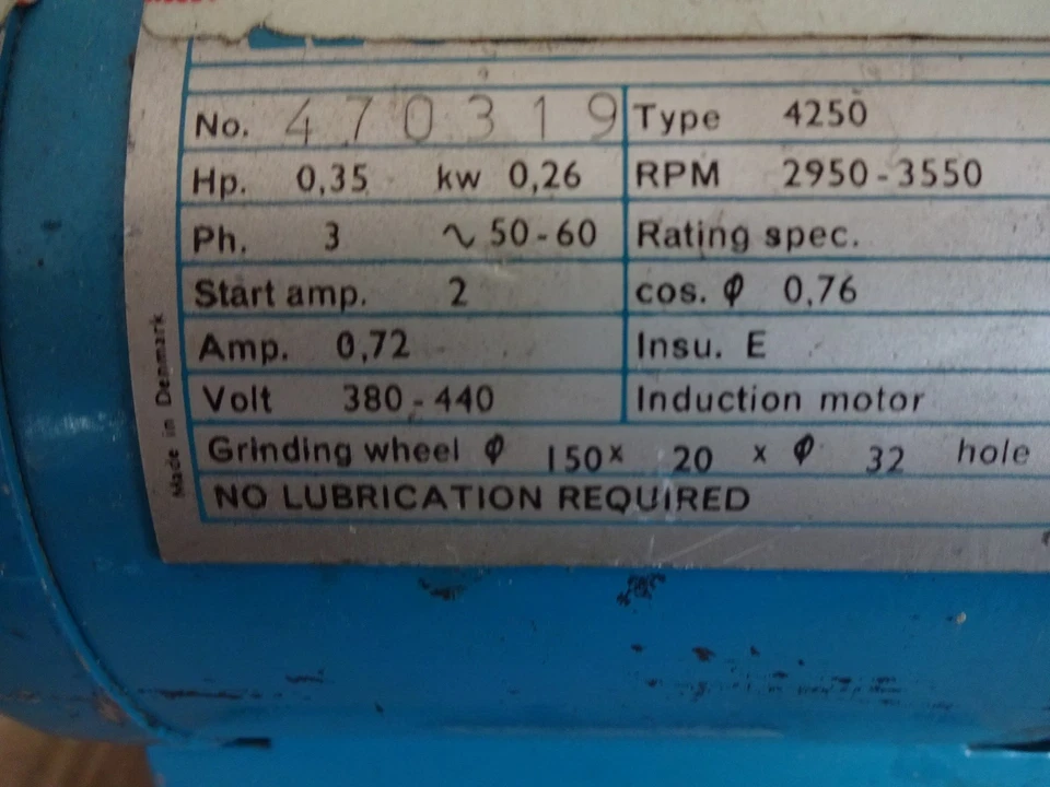 Wolf 6" bench grinder 3PH. 150mm x 20mm 32mm bore + goggles - Image 2 of 4