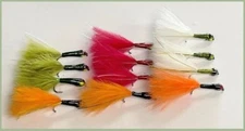12 Pack Barbless Marabou Stalking Bugs - 4 Colours size 10 hook trout flies