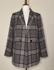 Talbots Double Breasted Bradwell Plaid Blazer Jacket Pink Plaid Women  s Size 12