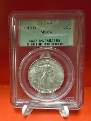1946 D United States Silver Walking Liberty Half Dollar PCGS MS 64 Old Holder