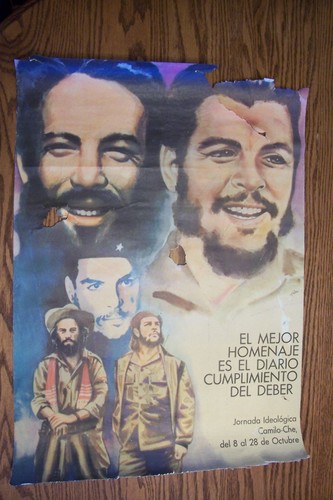 Vintage Communist Propaganda Poster -Revolutionaries Che & Camilo