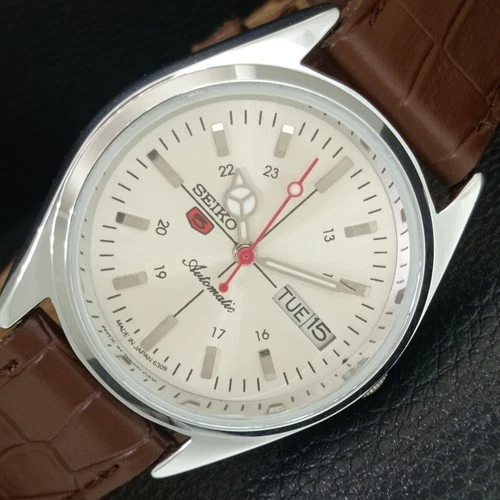 VINTAGE REFURBISHED SEIKO 5 AUTOMATIC 6309A JAPAN MENS SILVER WATCH a442769-1