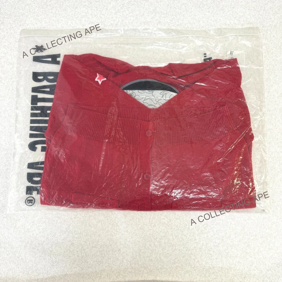 A BATHING APE BAPE x Kid Cudi Cardigan Red Rare Collab New Authentic SZ L Japan - Image 4 of 4
