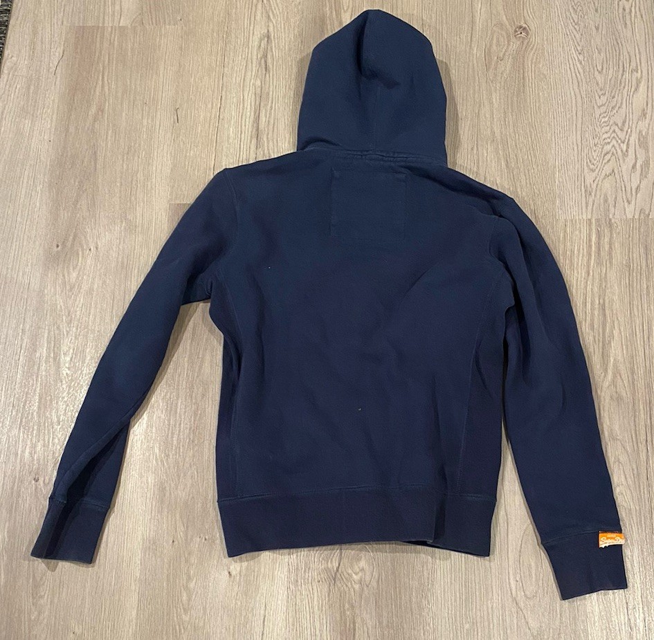 Superdry Orange Label Zip Hoodie Men's Size Medium Navy Blue Heavy image 4
