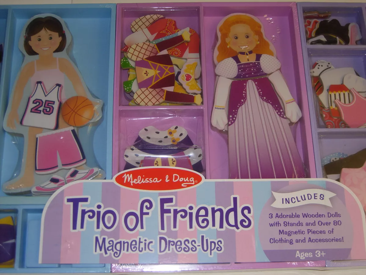 3) Melissa & Doug Wooden Magnetic Dress Up Dolls Sets