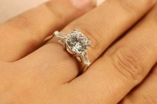 2 CT ROUND CUT DIAMOND SOLITAIRE RING 14K WHITE GOLD ENHANCED