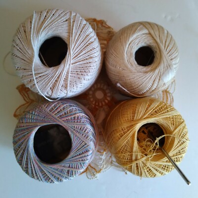 VTG J&P COATS  and Clark's BOILFAST CROCHET THREAD Multi Color 4 Rolls