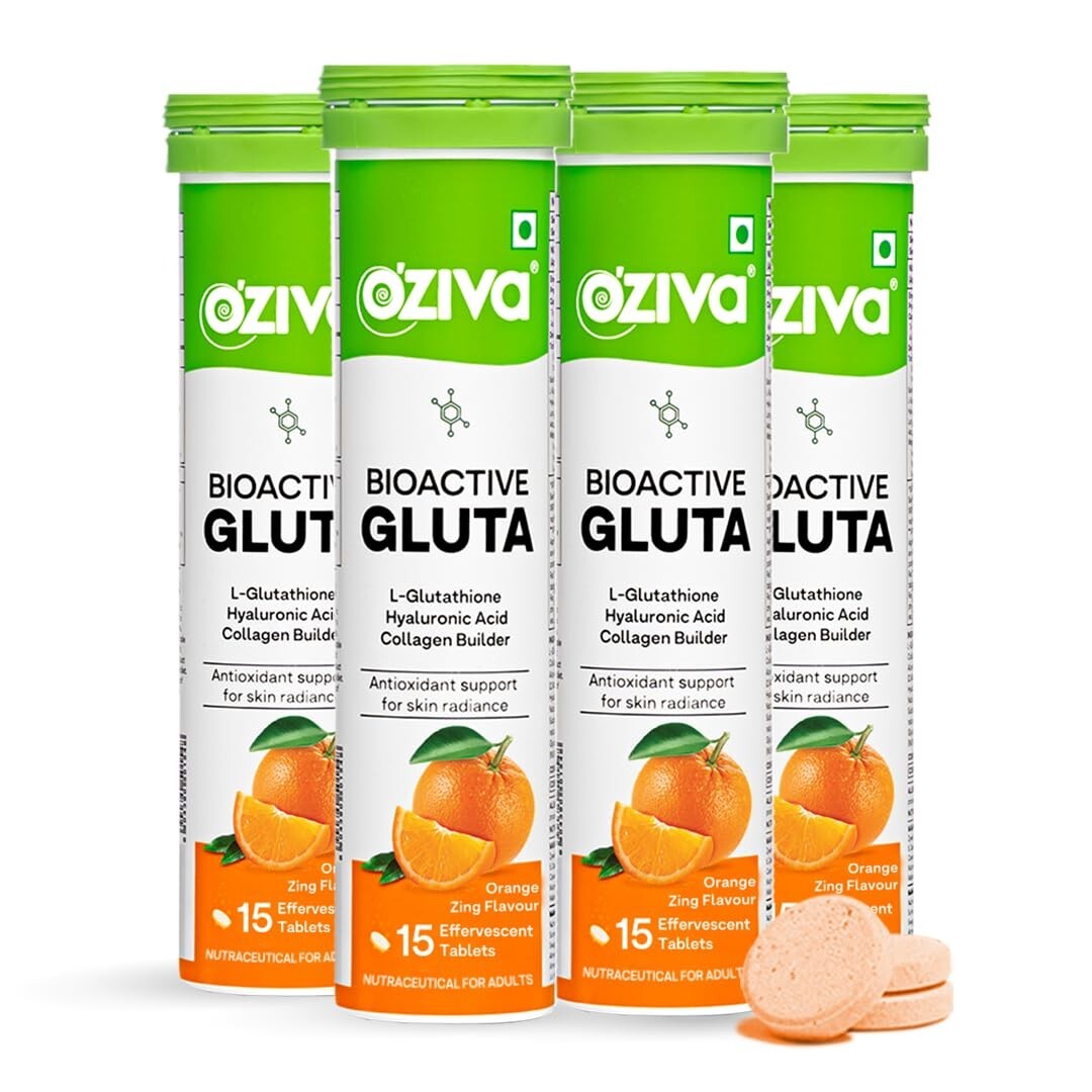 OZiva Bioactive Glutathione Tablets For Skin Glow & Anti-Pigmentation  Orange 60p