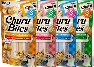 Inaba Churu Bites Cat Treats 0.35oz Pack of 12 Grain Free Soft and Savory