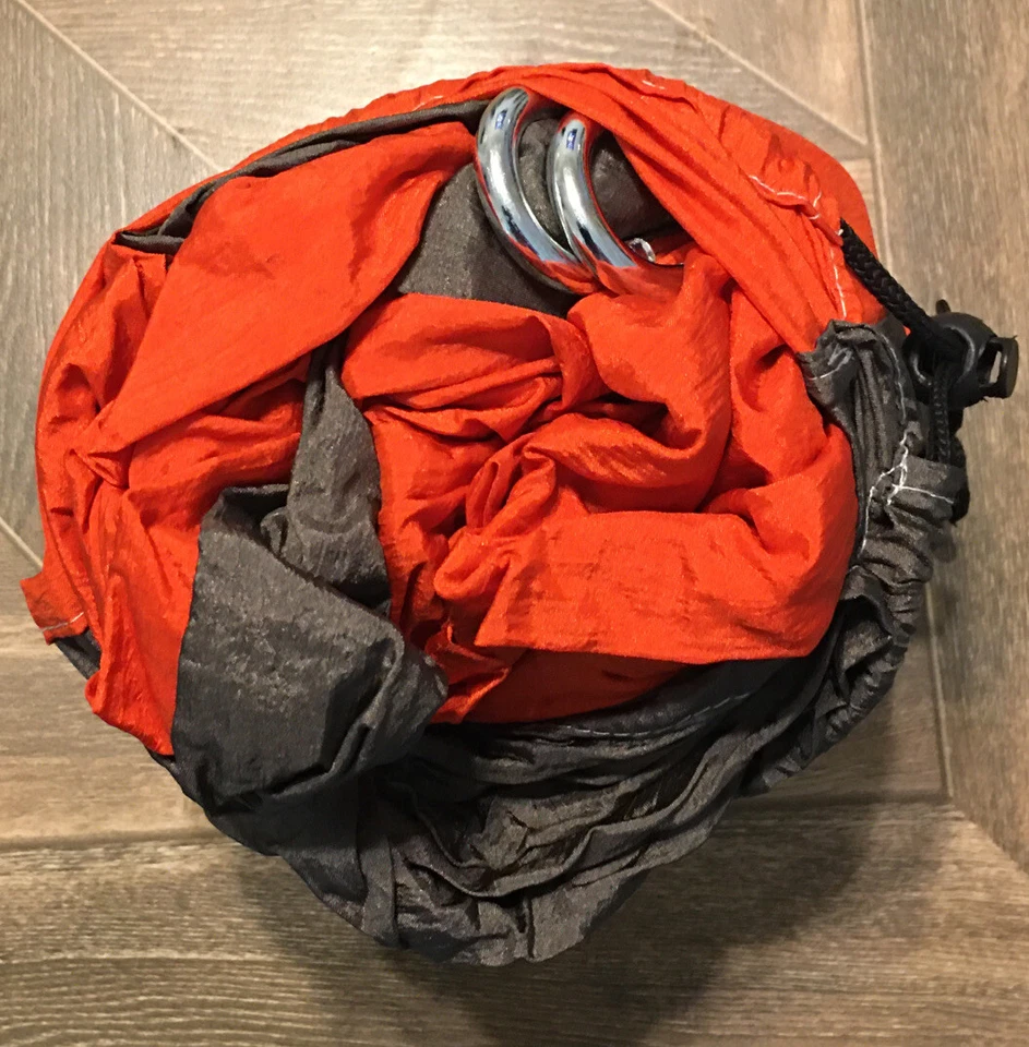 Hamaka naranja y gris paracaídas seda hammoka cosas en 6” por 8” permanentemente Foto 4 de 4