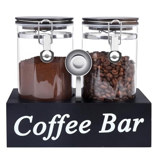 2PCS Glass Coffee Containers with Shelf 54 oz Coffee Station 2 Pieces