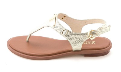 Michael Kors MK Plate Thong Pale Gold Embossed Lizard Specchio 5 M