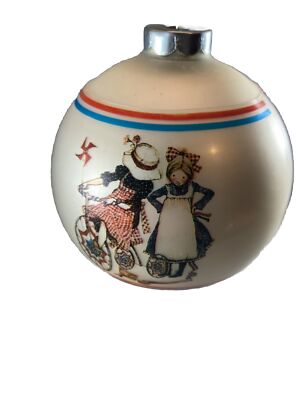 Holly Hobbie Christmas Ball Ornament 1975 Corning USA vintage Doll Child Gift