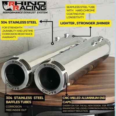 Rhino Racing V2 (Stainless Steel) Exhausts For Royal Enfield Super