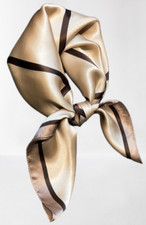 100 Silk 26" square Scarf Women neckerchief Wrap plaid beige WS241