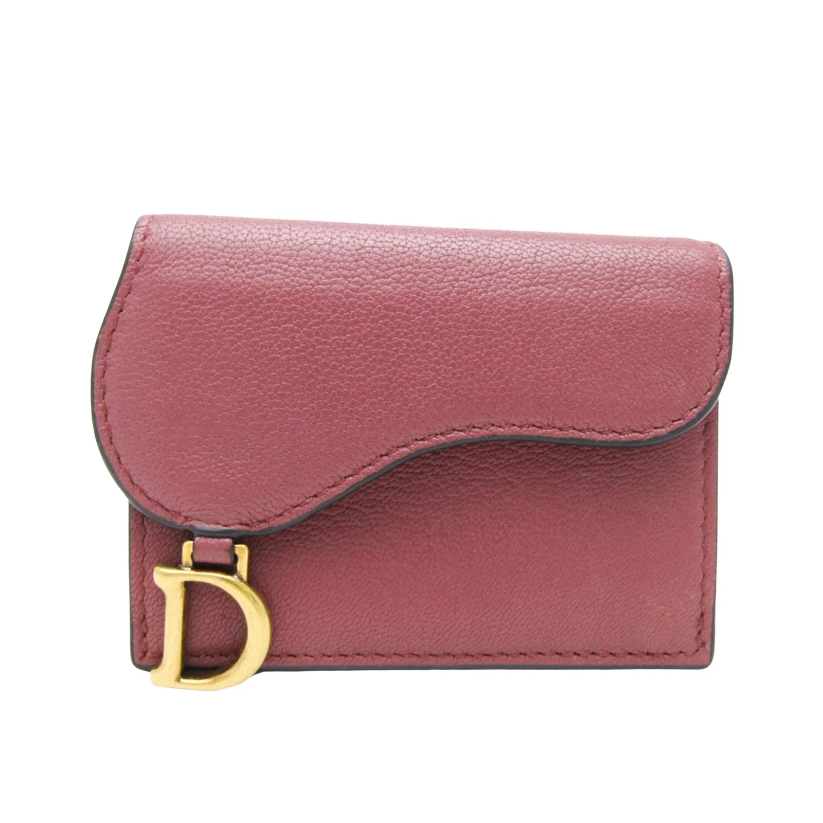 Portefeuille Dior selle cuir rose authentique