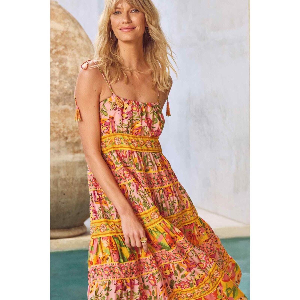 knee length dresses for ladies Adidas Stripes Of Paradise Semi Spark Dress – FARM Rio main image 0