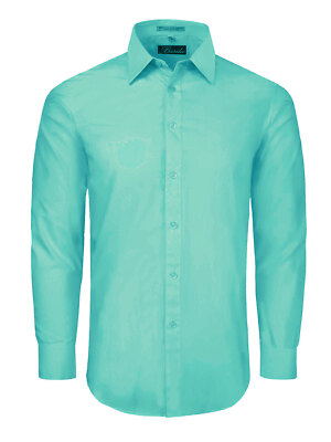 Men's Italian Design Solid Seafoam Long Sleeve Convertible Cuff Dress Shirt-NWT  | eBay