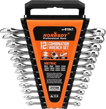 12-Piece Metric Wrench Set | Combination Wrench Set with Organizer | 12 Point |