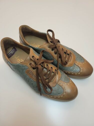 Herren Galizio Torresi braun und grün Leder Sneaker extra breit Größe 43