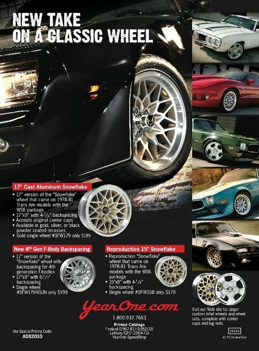 17x9 1970-1981 Gold PONTIAC Firebird Trans AM WS6 Snowflake Wheels. SET ...