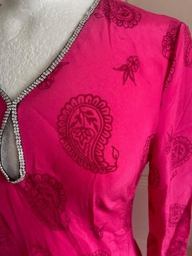 Rare Rixo Rae cerise pink paisley print silk dress XS UK8 BNWT - Picture 6 of 10