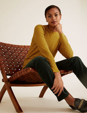Ladies Ex M&S  Fine Knit Diamond Stitch Textu...