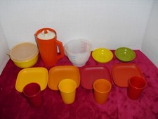 Vintage Tupperware Toys Mini Mix It Children Play Toy Dish Plates Cups Pitcher