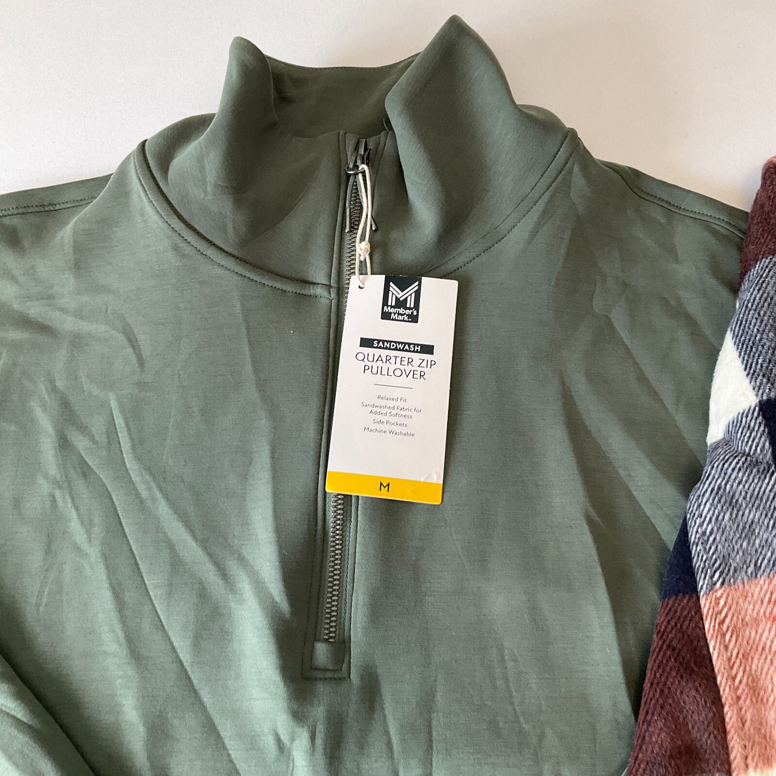 Members Mark Quarter Zip Pullover And Button Front Plaid Shacket Womens Size M