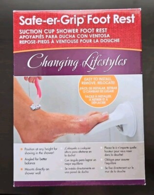 MHI Suction Cup Shower Foot Rest Changing Lifestyles White New