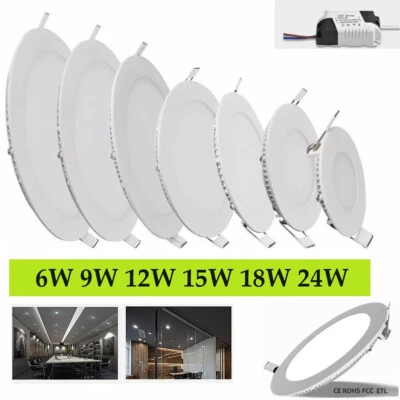 LED Einbaustrahler Flach Panel Ultraslim Einbau Spot Deckenleuchte rund 6000K DE - Bild 1 von 4