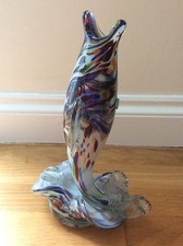 VINTAGE italiano anni 60 MURANO retrò art deco vetro pesce ornamento