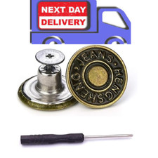 15 Sets Replacement Jeans Buttons, 17mm No-Sew Nailess Removable Metal Jeans But